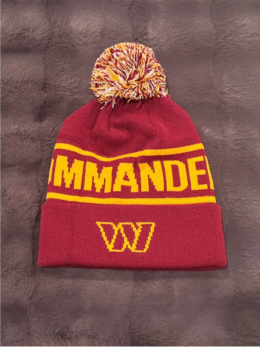 NFL Washington Commanders Burgundy Knit Hat with Pom - NWOT